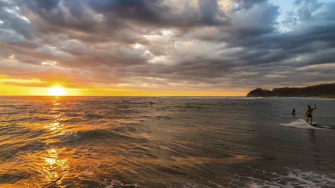 Sunset at Playa Guiones in Nosara, Costa Rica