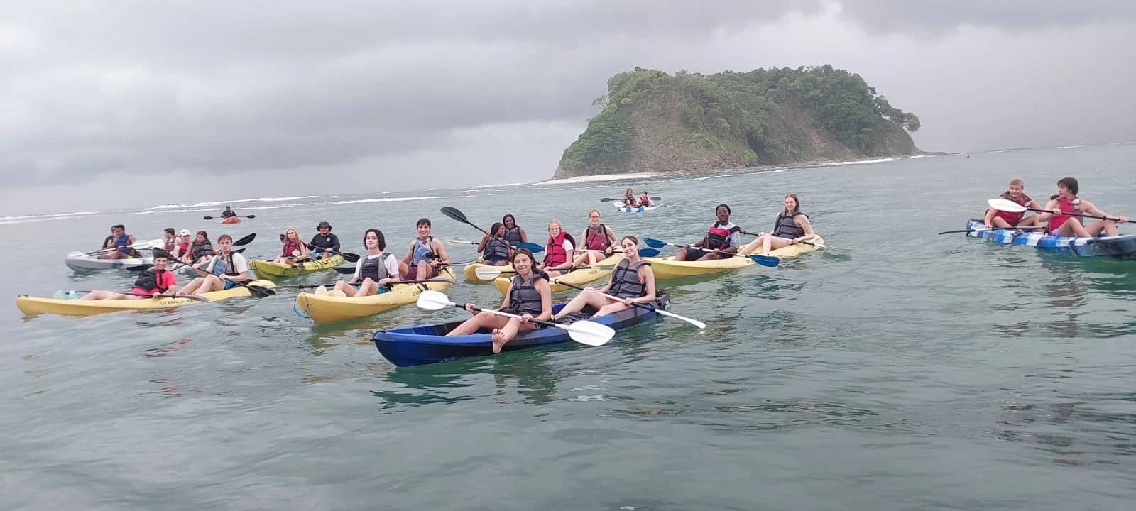 Kayaking to Isla Chora in Samara Beach costa rica summer camp samara